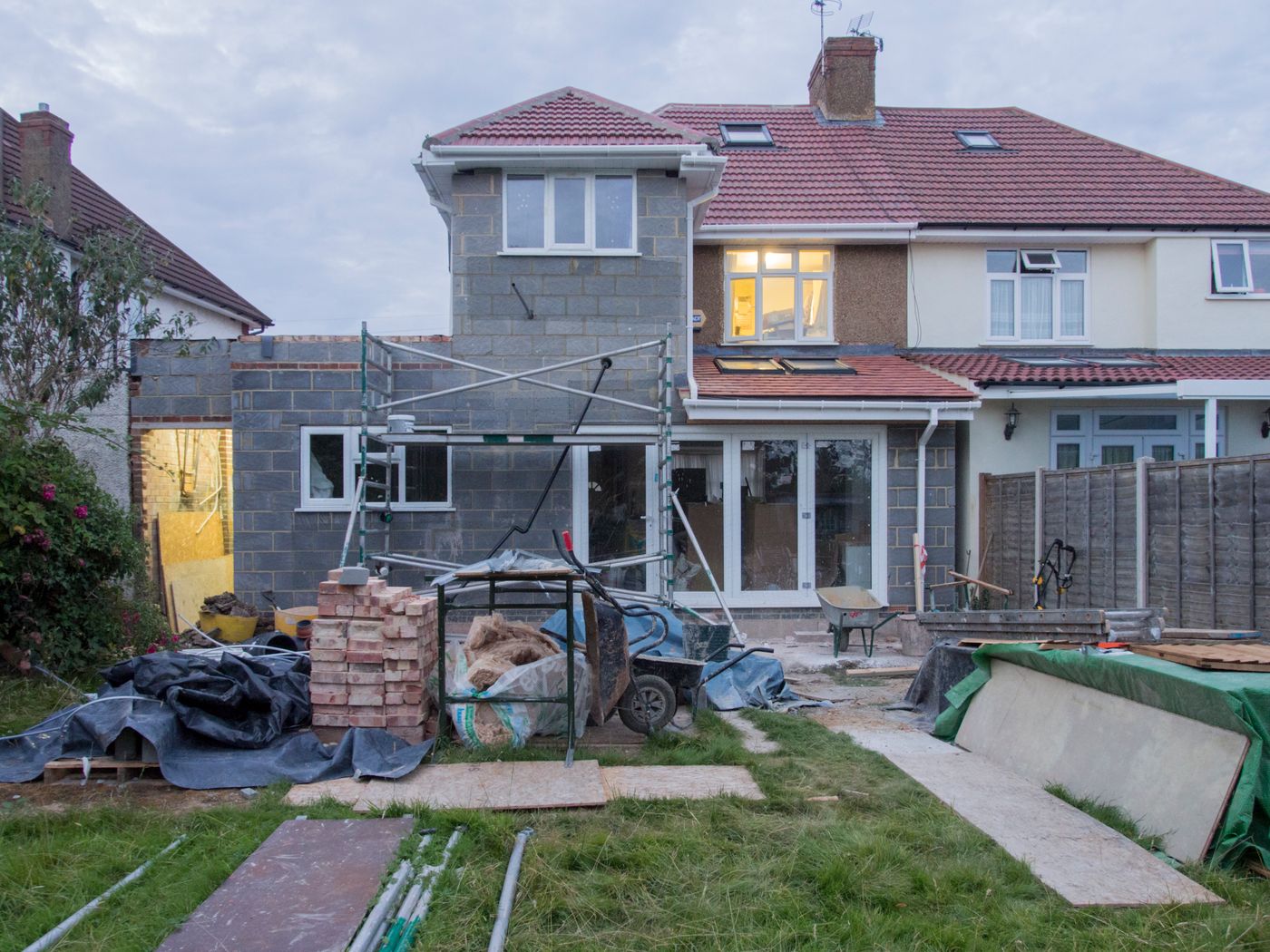 Extension de maison en cours de construction